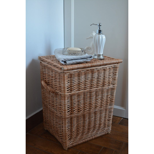 Coș elegant din răchită de culoare wenge pentru rufe, cu o înălțime de 50 cm