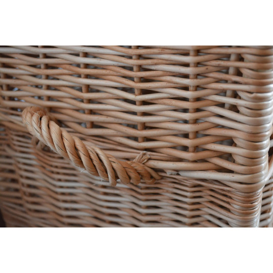 Coș elegant din răchită de culoare wenge pentru rufe, cu o înălțime de 50 cm