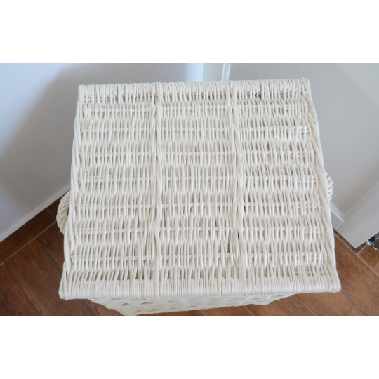 Coș din răchită pentru rufe, de culoare albă, înălțime 50cm