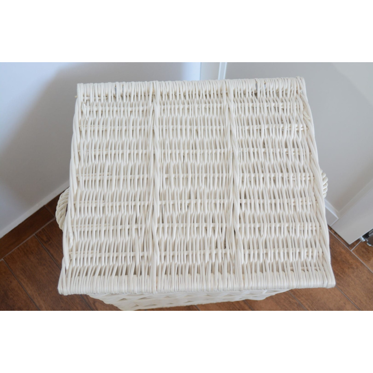 Coș din răchită pentru rufe, de culoare albă, înălțime 50cm