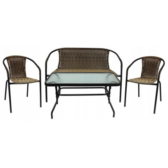 Set de mobilier din ratan pentru terasă în culoarea maro