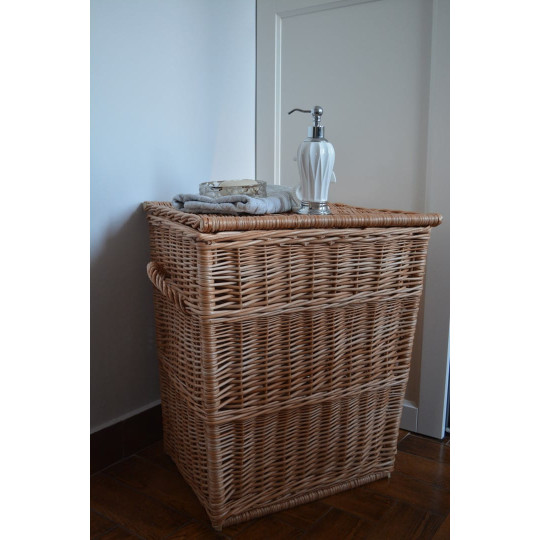 Coș din răchită pentru rufe, înălțime 60cm, culoare vișinie