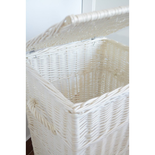 Coș alb din ratan de 60 cm pentru rufe