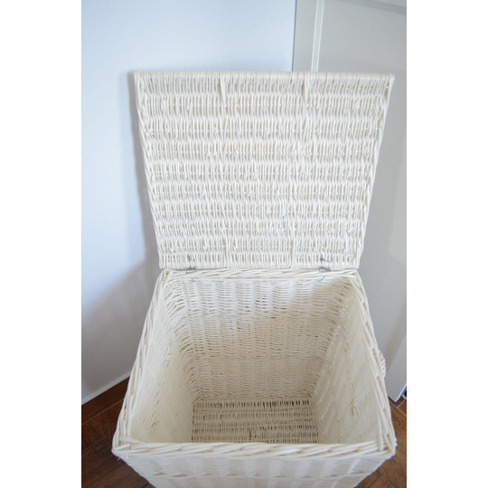 Coș alb din ratan de 60 cm pentru rufe