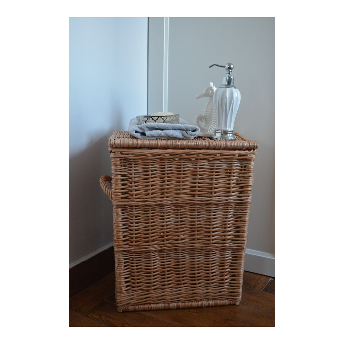 Coș de rufe rectangular de 50 cm din răchită naturală