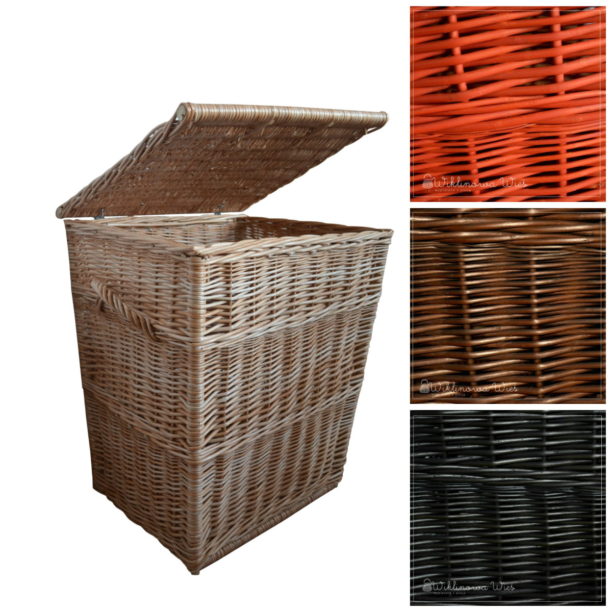 Coș rectangular pentru rufe, de culoare maro, înălțime 50cm