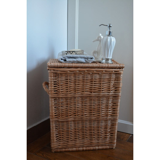 Coș mare dreptunghiular pentru rufe, culoare wenge, 60 cm