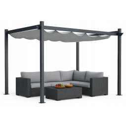 Pergolă metalică de grădină pentru terasă, cu dimensiunea de 3x4, de culoare gri.