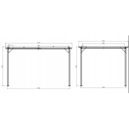 Pergolă metalică de grădină pentru terasă, cu dimensiunea de 3x4, de culoare gri.