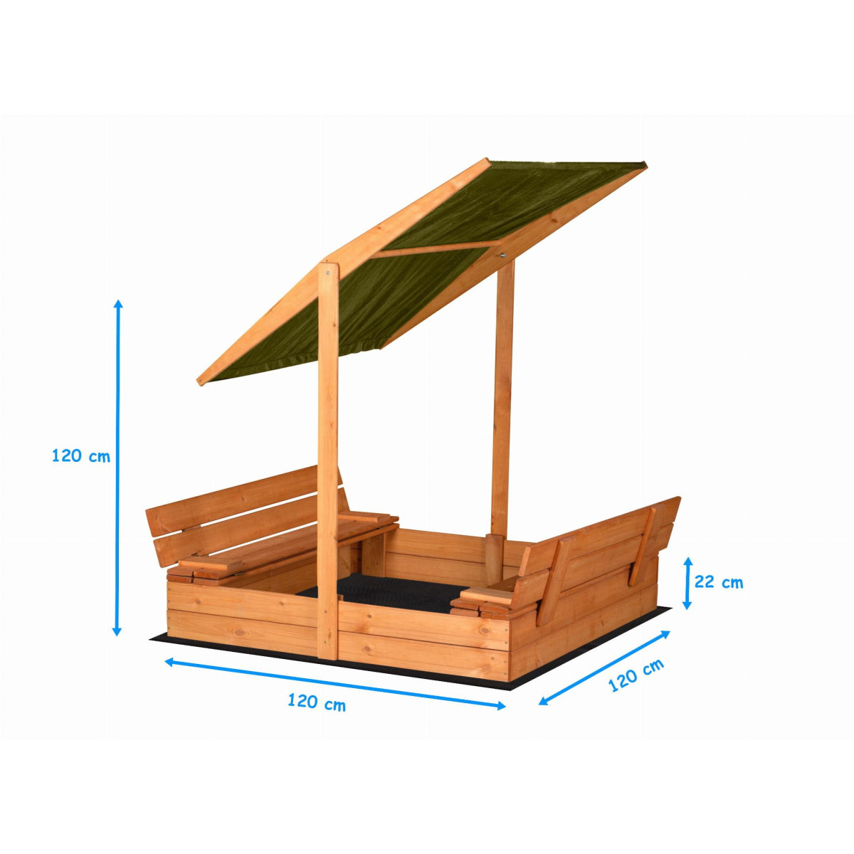 Pătuț de nisip închis 120 x 120 cu acoperiș