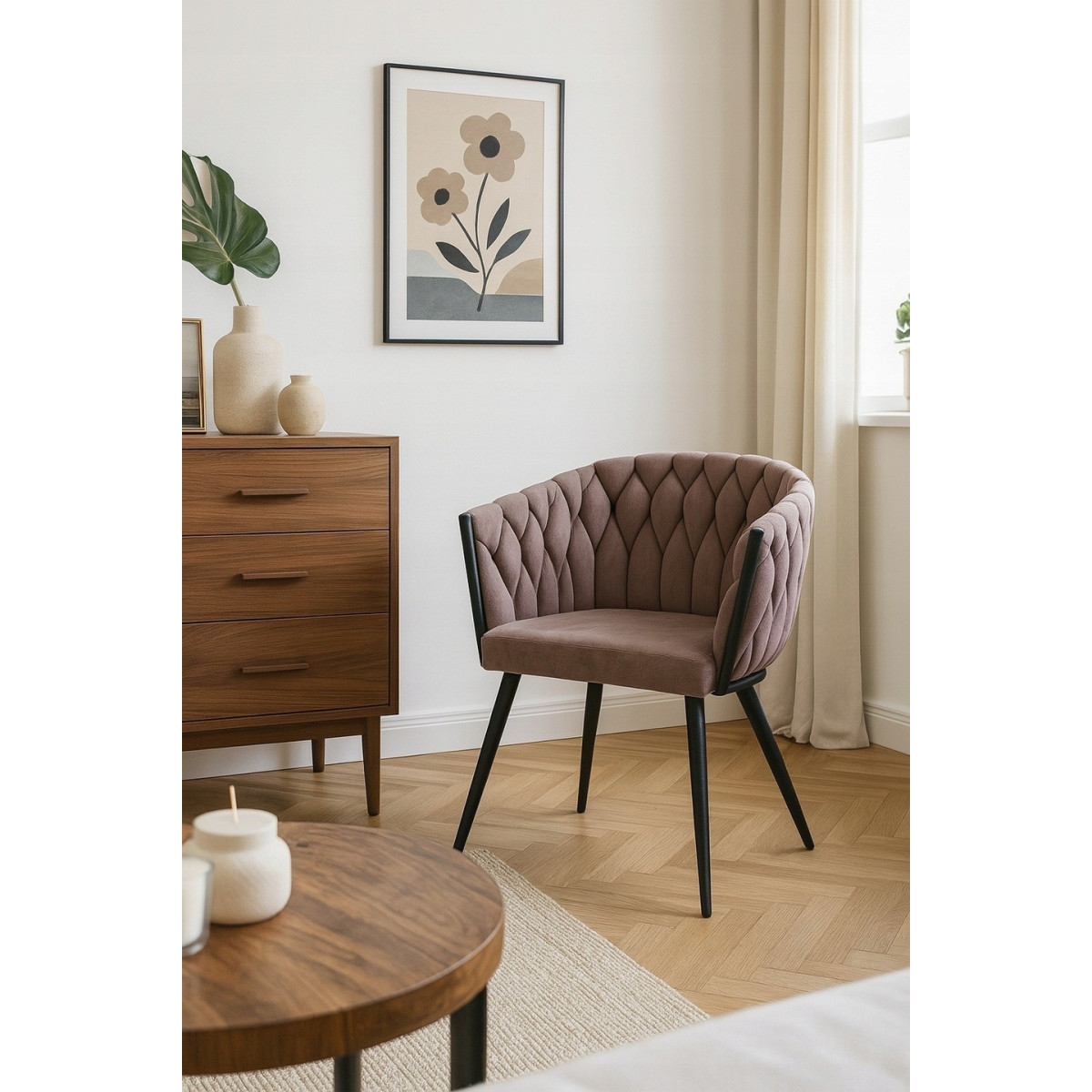 Scaun elegant PRINCESS în culoarea roz cu catifea
