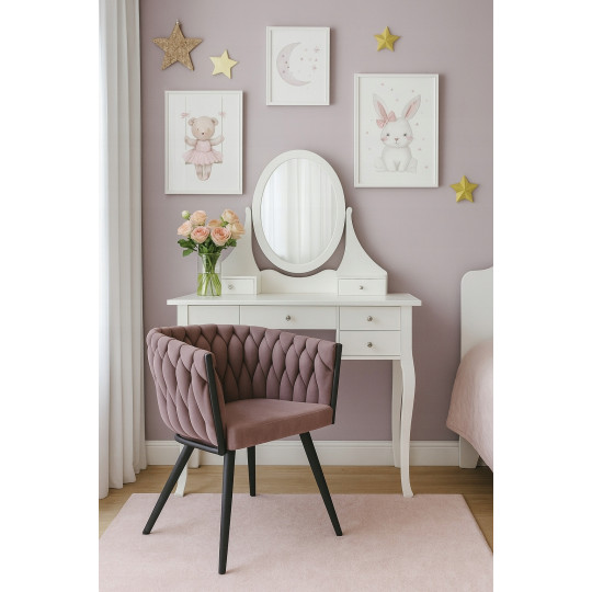 Scaun elegant PRINCESS în culoarea roz cu catifea