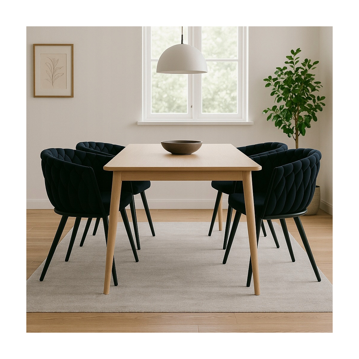 Scaune de dining tapitate de culoare neagră PRINCESS