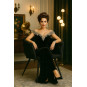 Scaune de dining tapitate de culoare neagră PRINCESS