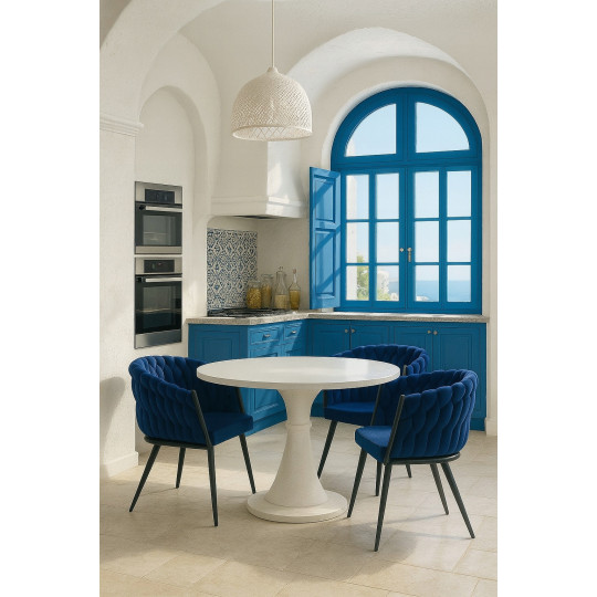 Scaun elegant albastru PRINCESS cu picioare din metal