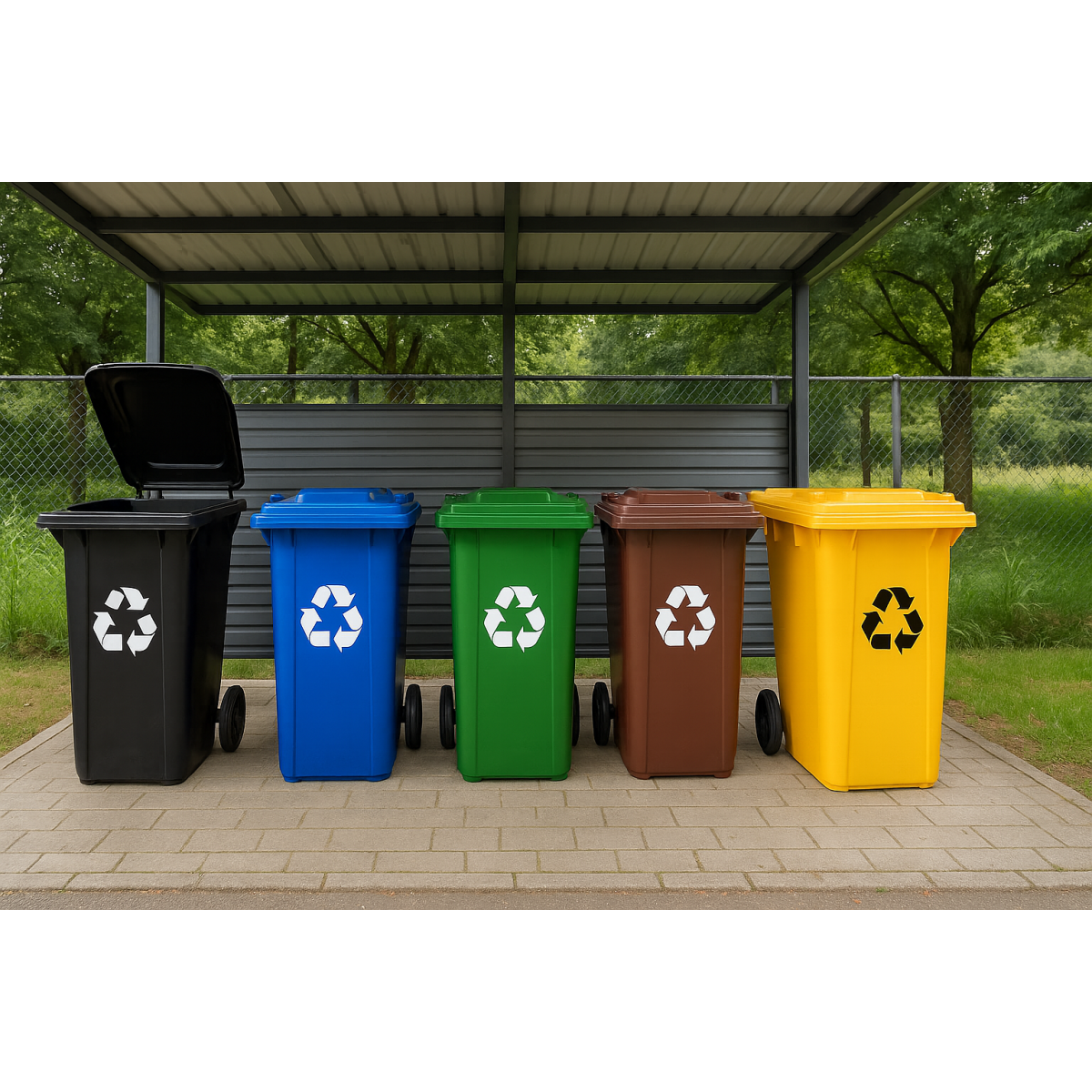 Coșuri de gunoi de 120 L de culoare neagră