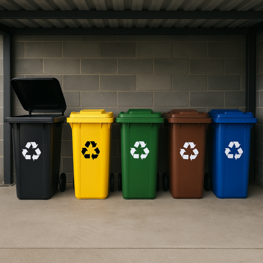 Containere de gunoi maro de 120 L cu roți și capac