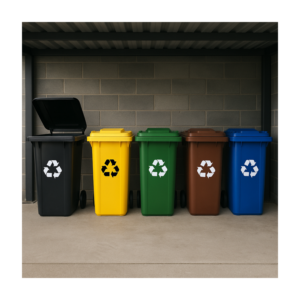 Containere de gunoi maro de 120 L cu roți și capac