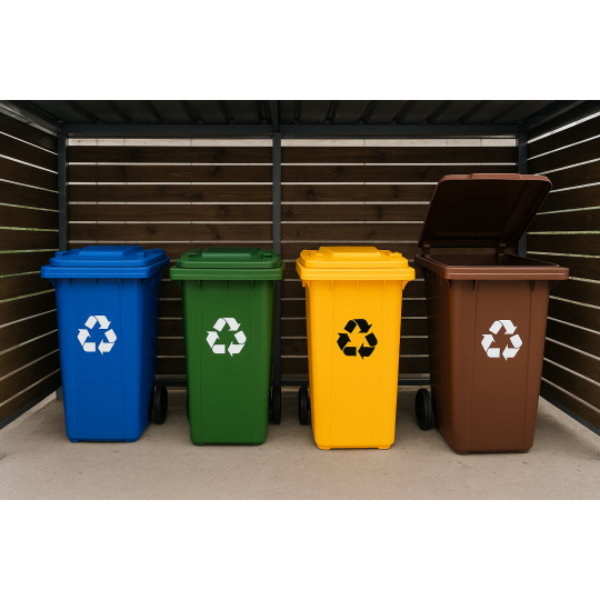 Containere de gunoi maro de 120 L cu roți și capac