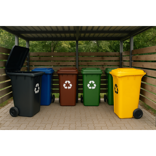 Containere de gunoi de 120L cu roți de culoare galbenă