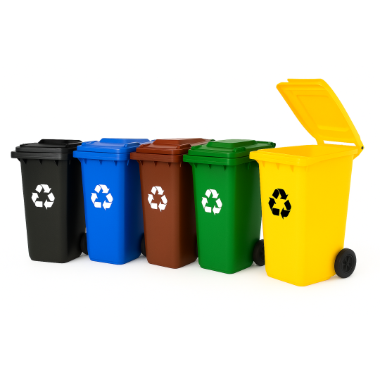 Container de gunoi cu roți 240L în culoarea neagră