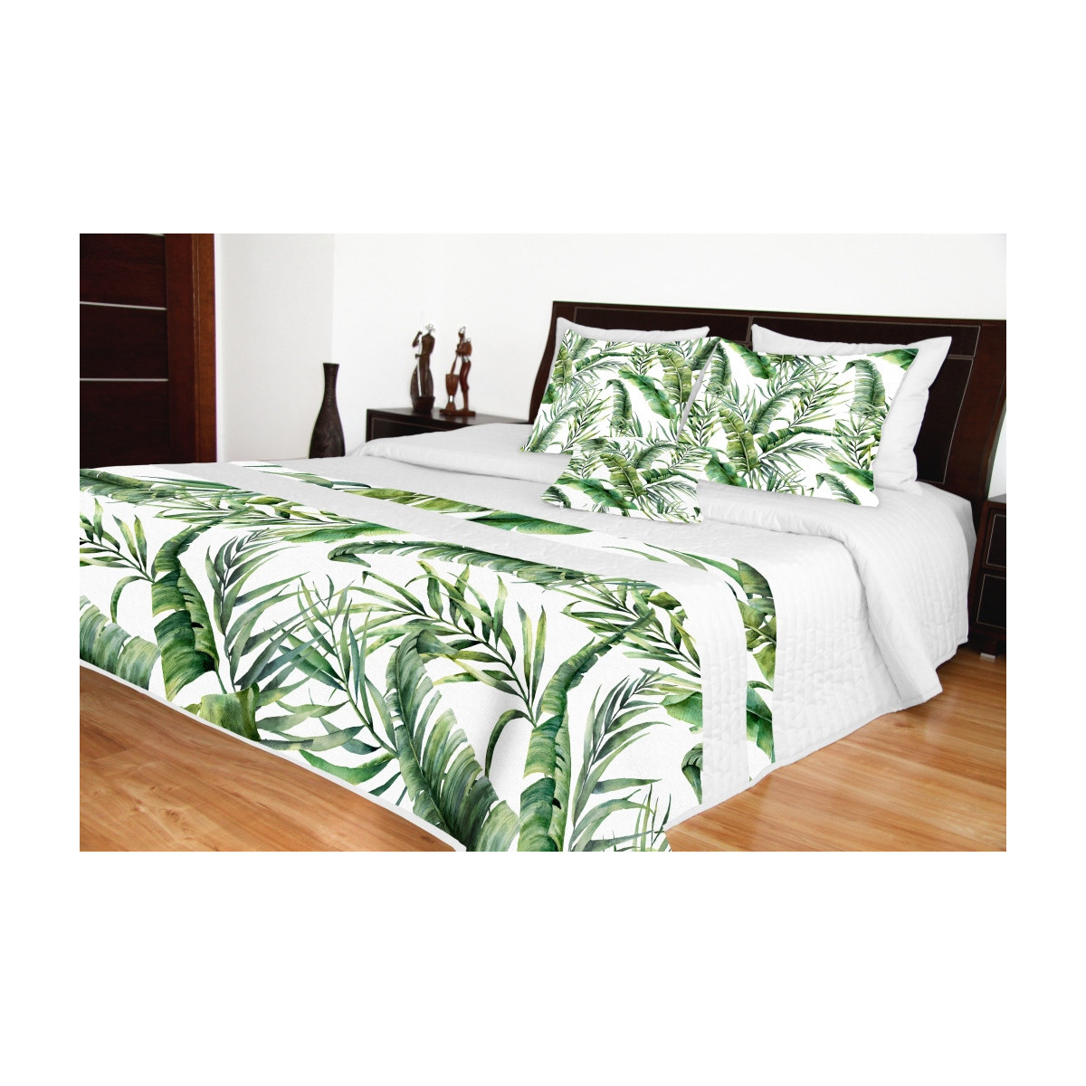 Culoar alb pentru pat cu motiv floral 170x210