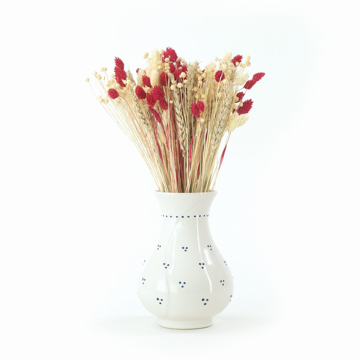 Frumoasa buchet de flori uscate Natural&Red – grâu, in, phalaris