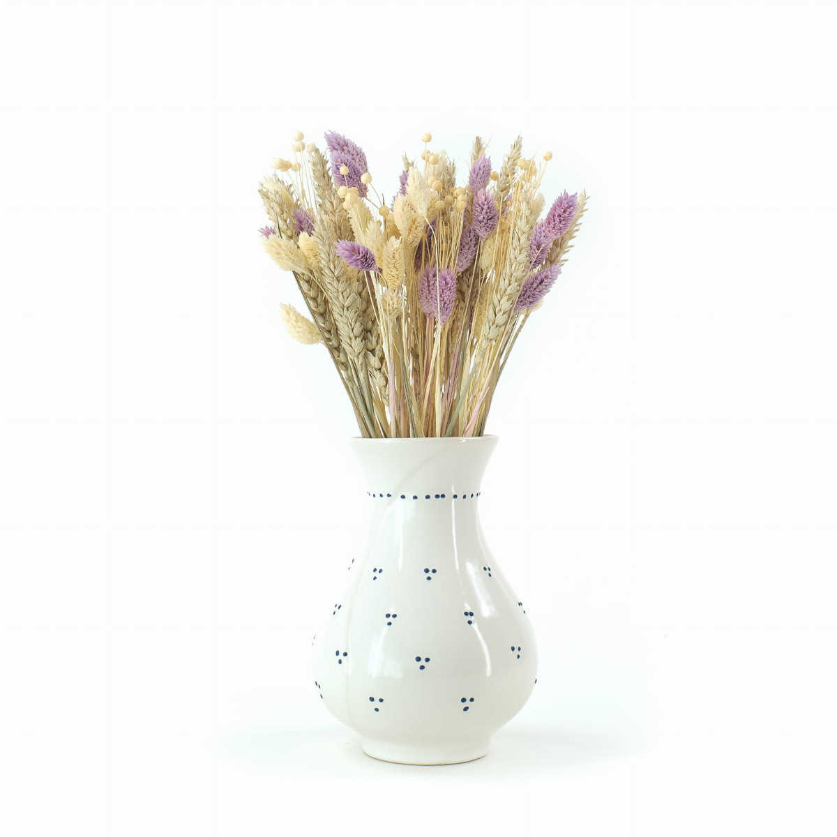 Buchetă uscată Natural&Violet – phalaris pastel, grâu și in