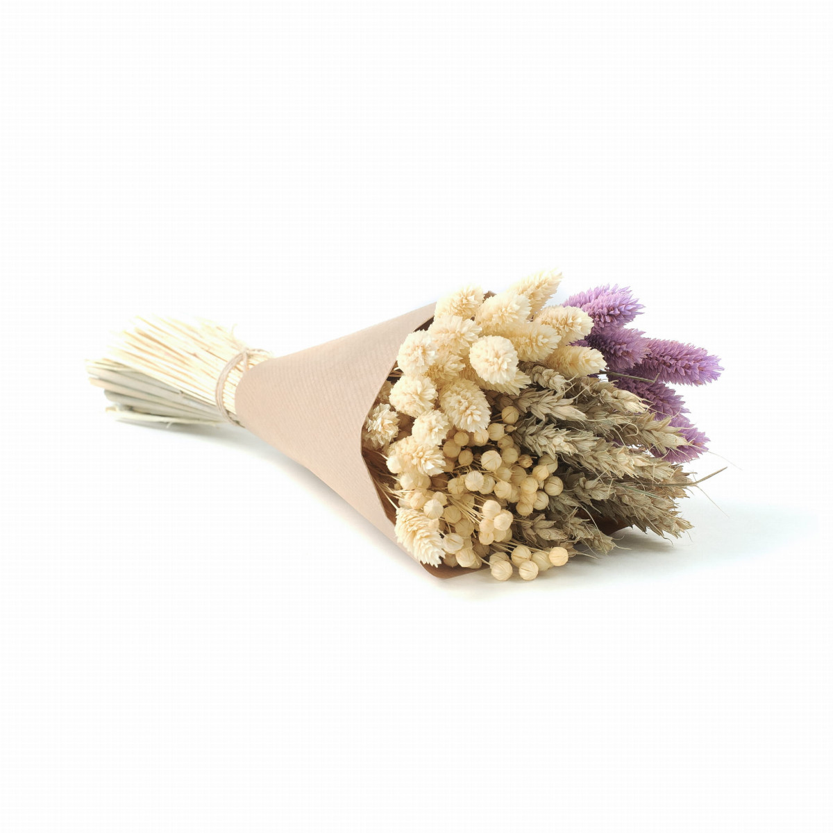 Buchetă uscată Natural&Violet – phalaris pastel, grâu și in