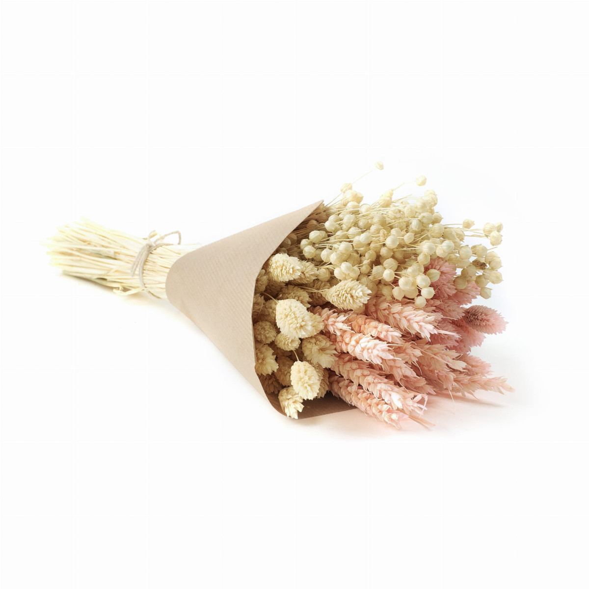 Buchetă uscată alb-roză – ierburi și cereale uscate