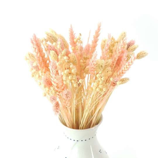 Buchetă uscată alb-roză – ierburi și cereale uscate