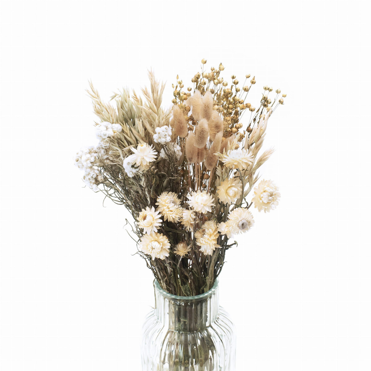Buchetă de flori uscate Countryside – stânjenel, anafalis, ovăz