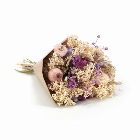 Buchet uscat Lara pentru vază – aranjament uscat în nuanțe de alb și mov