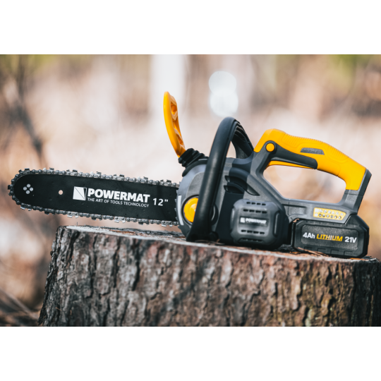 Ferăstrău cu lanț cu acumulator Powermat PM-MPA-4AHM | 21V | 12" | 2× 4000 mAh