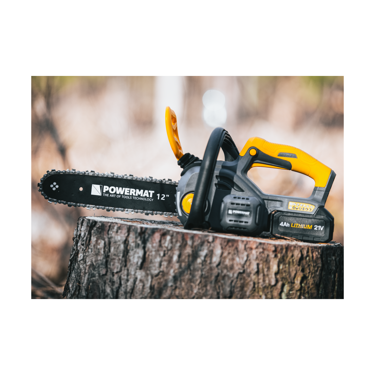 Ferăstrău cu lanț cu acumulator Powermat PM-MPA-4AHM | 21V | 12" | 2× 4000 mAh