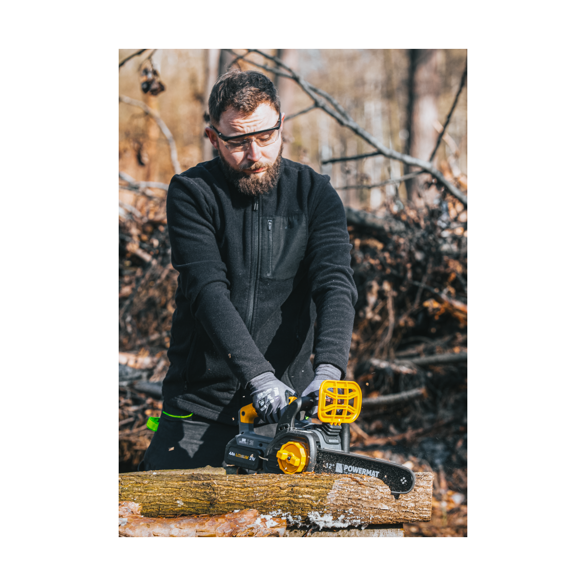 Ferăstrău cu lanț cu acumulator Powermat PM-MPA-4AHM | 21V | 12" | 2× 4000 mAh