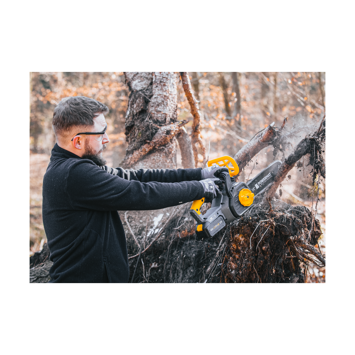 Ferăstrău cu lanț cu acumulator Powermat PM-MPA-4AHM | 21V | 12" | 2× 4000 mAh