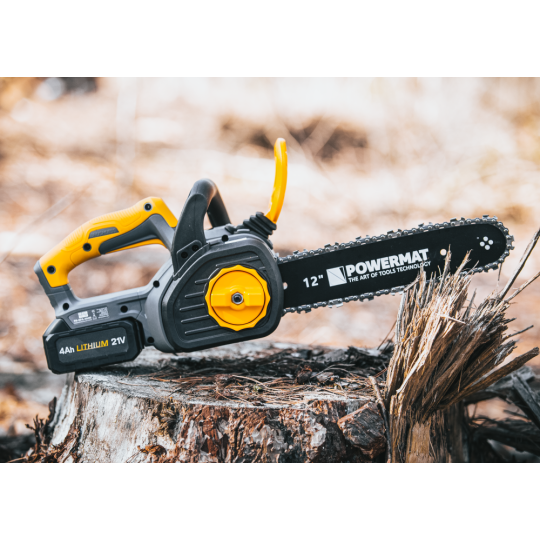 Ferăstrău cu lanț cu acumulator Powermat PM-MPA-4AHM | 21V | 12" | 2× 4000 mAh