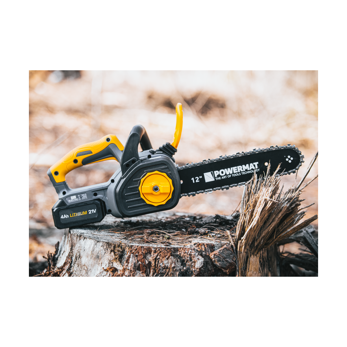 Ferăstrău cu lanț cu acumulator Powermat PM-MPA-4AHM | 21V | 12" | 2× 4000 mAh