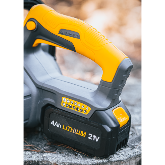 Ferăstrău cu lanț cu acumulator Powermat PM-MPA-4AHM | 21V | 12" | 2× 4000 mAh