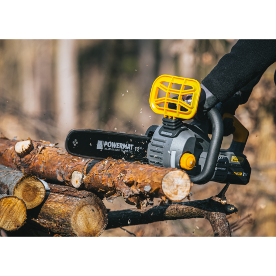 Ferăstrău cu lanț cu acumulator Powermat PM-MPA-4AHM | 21V | 12" | 2× 4000 mAh