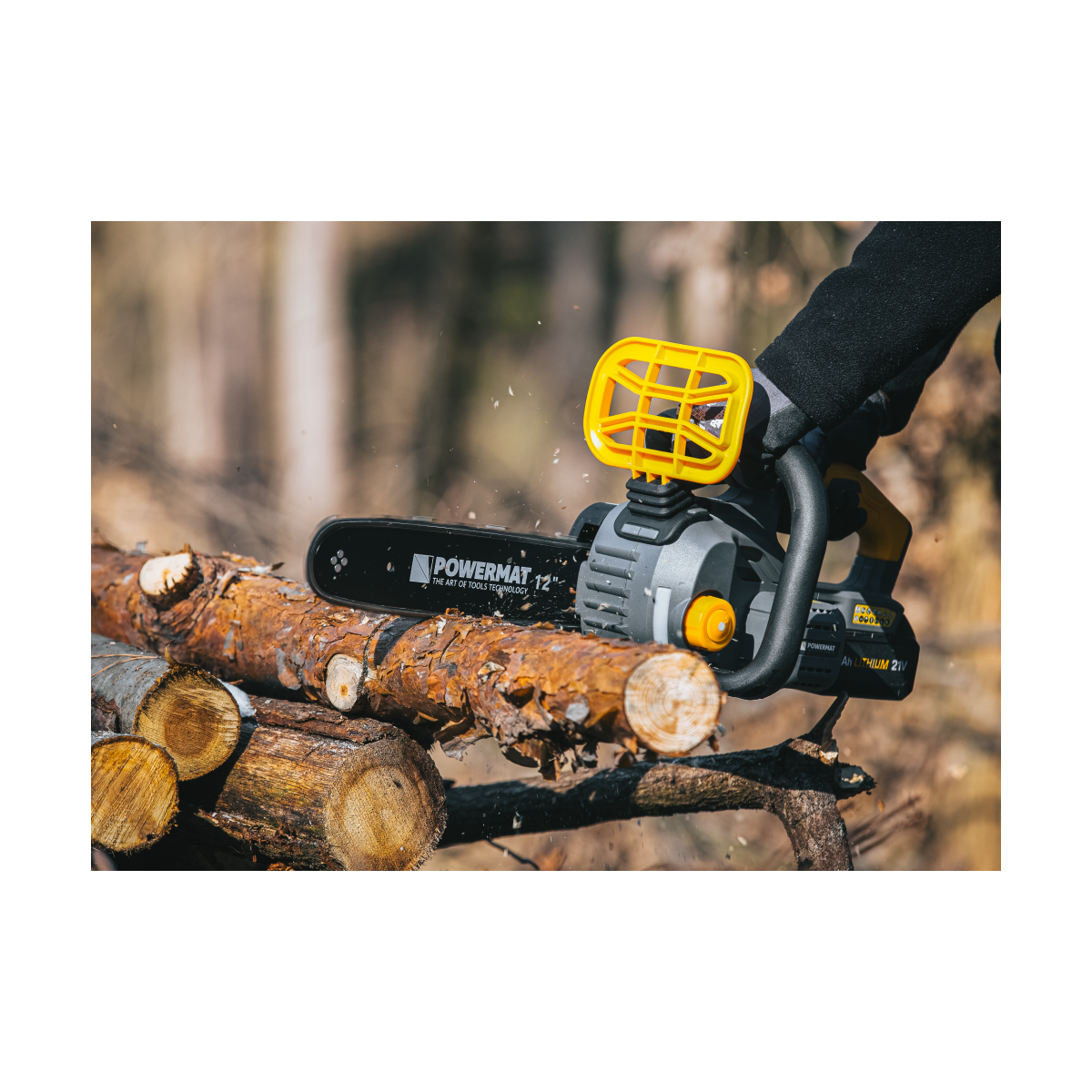 Ferăstrău cu lanț cu acumulator Powermat PM-MPA-4AHM | 21V | 12" | 2× 4000 mAh