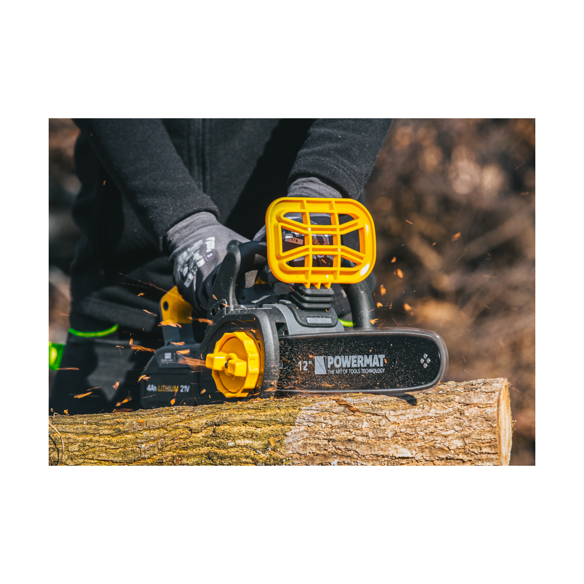 Ferăstrău cu lanț cu acumulator Powermat PM-MPA-4AHM | 21V | 12" | 2× 4000 mAh