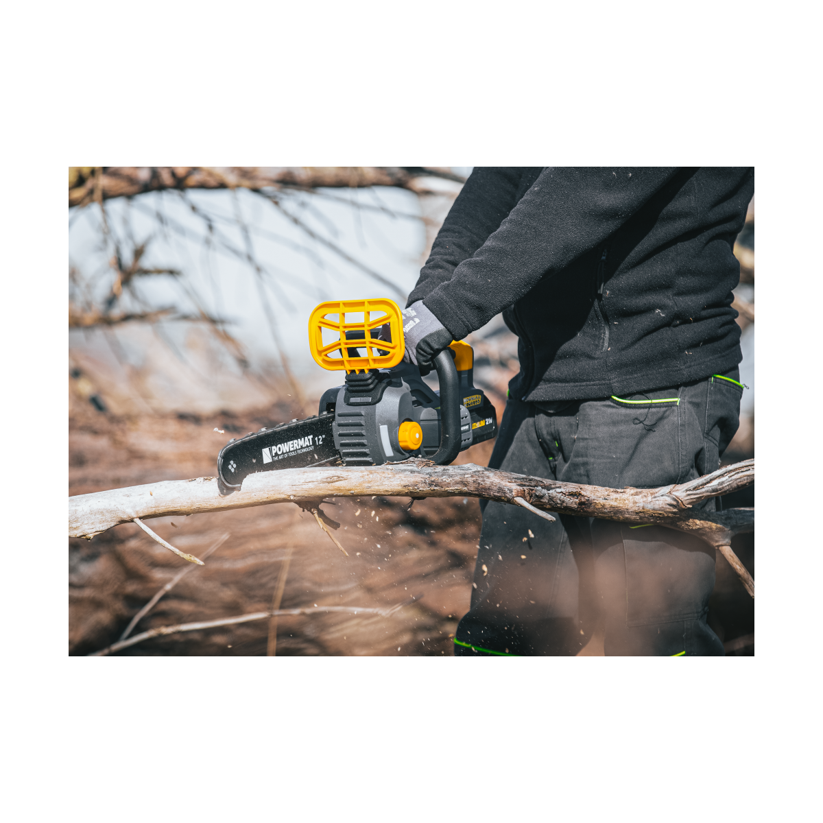 Ferăstrău cu lanț cu acumulator Powermat PM-MPA-4AHM | 21V | 12" | 2× 4000 mAh