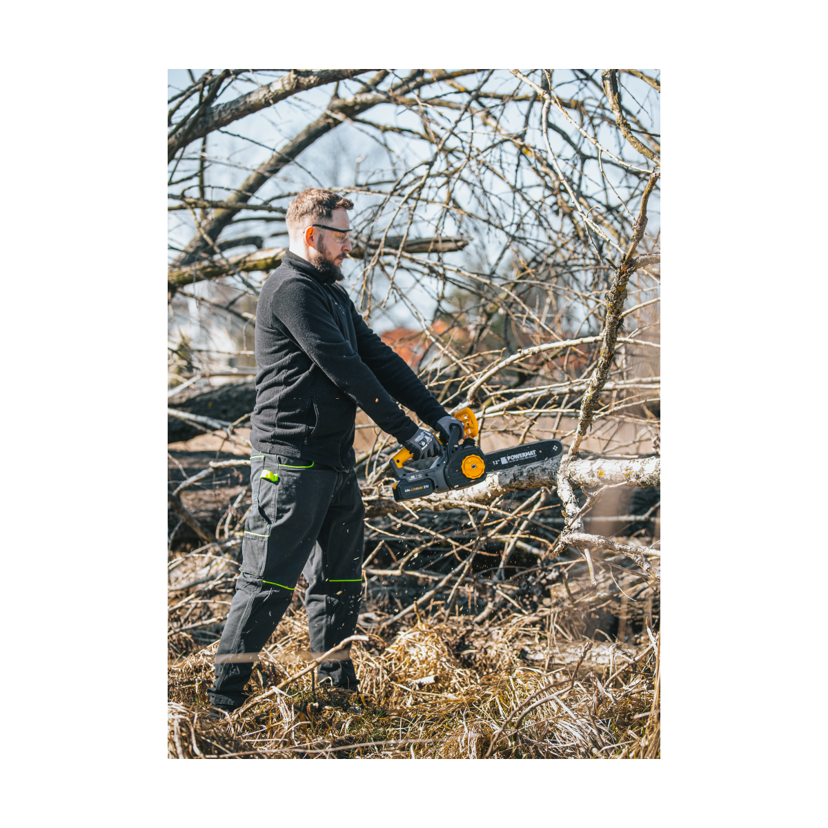 Ferăstrău cu lanț cu acumulator Powermat PM-MPA-4AHM | 21V | 12" | 2× 4000 mAh