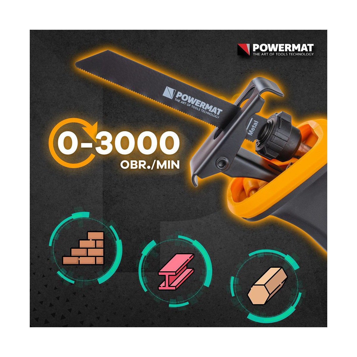 Pânza electrică cu sabie Powermat PM-PSZ-1800TN | 1800W | 20× lame