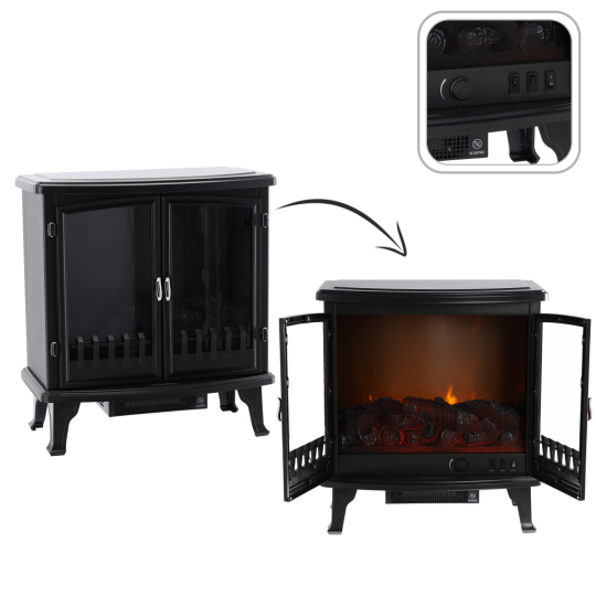 Kamin electric - imitație de flacără - 63,5 × 35 × 70 cm - 900/1800 W *6000