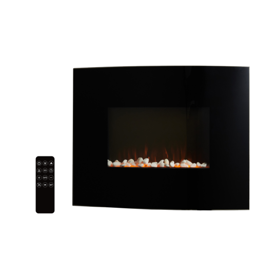 Semineu electric montat / liber cu efect de flacără 1000/2000 W – negru, 61 cm