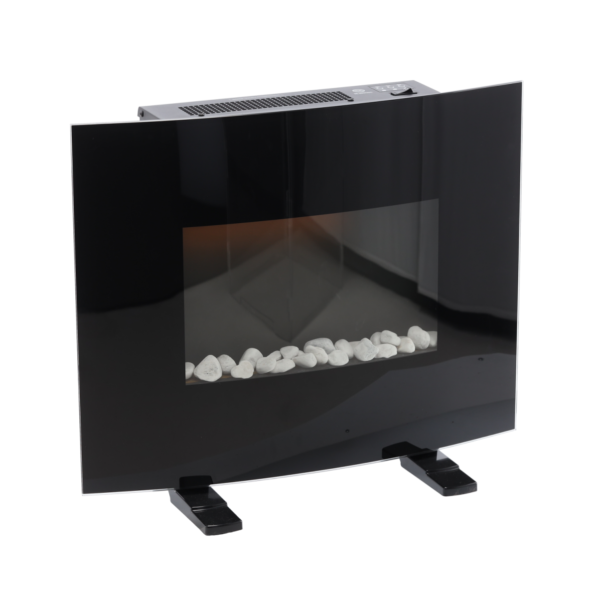 Semineu electric montat / liber cu efect de flacără 1000/2000 W – negru, 61 cm