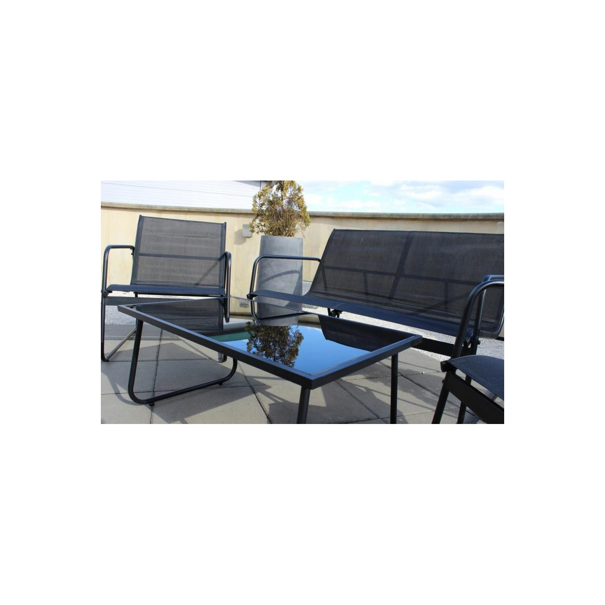Mobilier de grădină clasic în culoare neagră